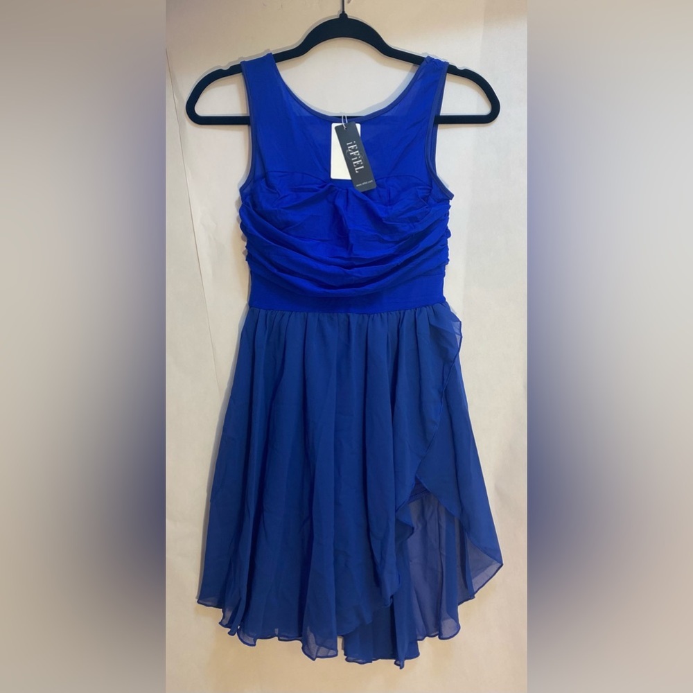 iEFiEL Royal Blue Lyrical Contemporary Dance Dress Built-in Bodysuit Small NWT